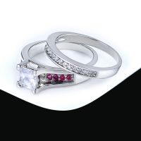 ZHOUYANG แหวนชุดสำหรับผู้หญิง 0.5ct แหวนเพชร สีเงินจัดงานแต่งงานและการมีส่วนร่วม 2PCS ของขวัญแฟชั่น เครื่องประดับ DZR007