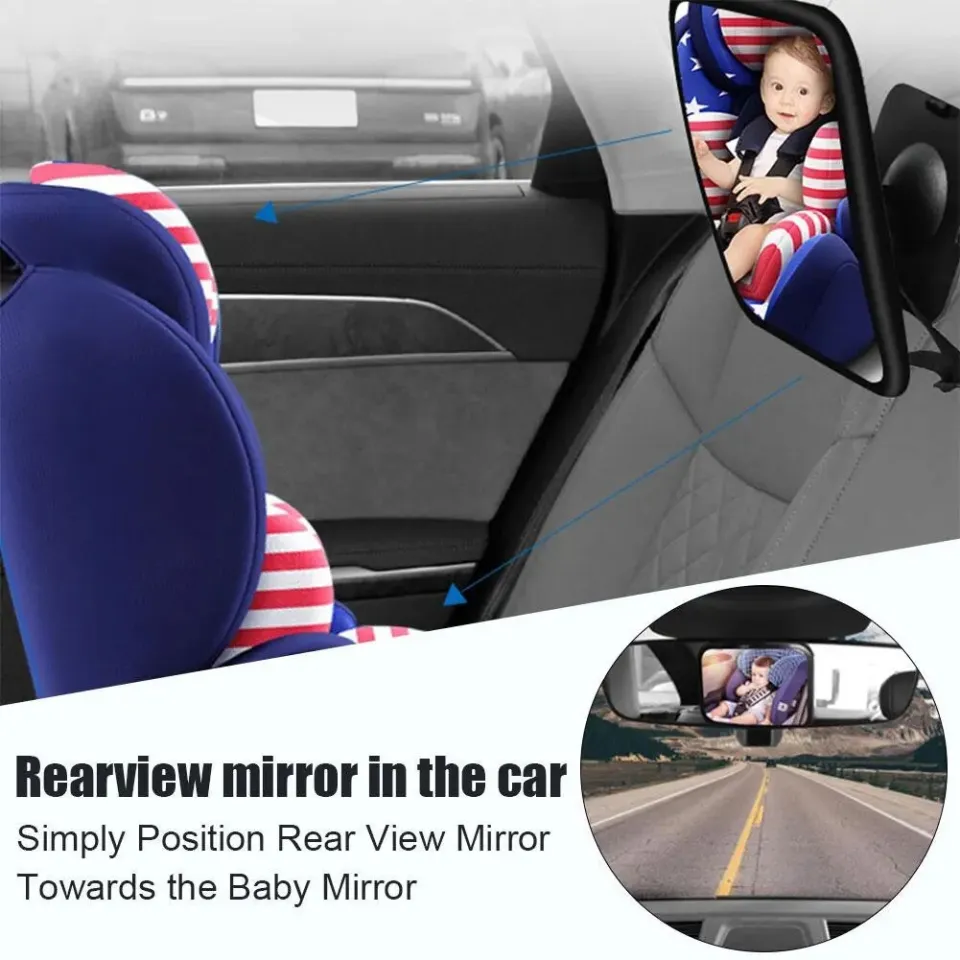 QOSKU] Binnenspiegel 360 ° Rotatie Auto Baby Achteruitkijkauto Baby  Veiligheid Achteruitkijkspiegel Monitor Kind Spiegel T7e1