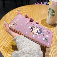 Jjlingji เคสสำหรับ OPPO A5 2018 A3s C1เคสแฟชั่น Realme A12E โชคดีแบบซิลิโคนชุบดีไซน์ใหม่ด้านข้างเคสโทรศัพท์นิ่มป้องกันกล่องกันกระแทกกล้องฝาปิดเลนส์เต็มรูปแบบ