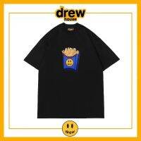 Drew เสื้อทีเชิ้ตเฟรนช์ฟรายส์แบบลำลองแขนสามส่วนผ้าฝ้ายแขนสั้น