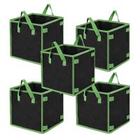 Square Grow Bags,5-Pack Square Growth Bag, Thick Fabric Bag with Handle, Suitable for Indoor and Outdoor