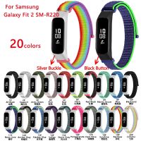 {TATLLr}สายรัดข้อมือ Tchick สำหรับ Samsung Galaxy Fit 2 SM-R220เปลี่ยนสายผ้าใบไนล่อนห่วงนาฬิกาวงเหล็กหัวเข็มขัดสายกีฬา