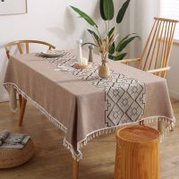 ผ้าปูโต๊ะที่เรียบง่ายพู่ที่ทันสมัยลายสก๊อตสี่เหลี่ยมผ้าผ้าปูโต๊ะโต๊ะกาแฟผ้าปกปิกนิกผ้าปูโต๊ะจุด