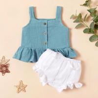 New Baby Girl Suits Summer Clothes Tops+Shorts Vest Harness Falbala Cotton Linen Solid Color Outfits Bebe Infant Clothing Sets  by Hs2023