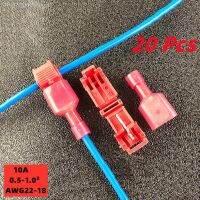 ஐ♞☃ 20pcs red T-shaped terminal blocks wire and cable connection clamps quick and non-stripping plugs cable connectors Home