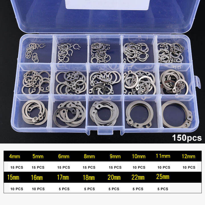 304 Stainless Steel External Circlip Retaining Ring Assortment Kit 4
