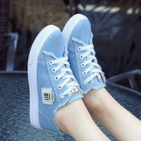 Women Canvas Snakers Summer Canvas Shoes Women Denim Snakers Ladies Lace-Up Trainers Casual Women Flats New Fashion Sneakers