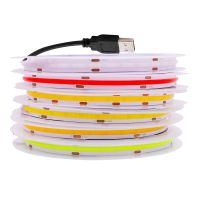 5V USB Powered COB Strip High Density 320LEDs Rope Flexible LED Strip Light Dimmable FOB Lights Ribbon White Warm Red Green Blue