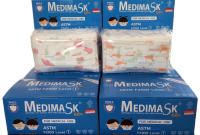รุ่นใหม่ ! หน้ากากอนามัย แมส สำหรับเด็ก ลายการ์ตูน Medimask Kids ASTM F2100 Level 1 กล่องละ 50 ชิ้น