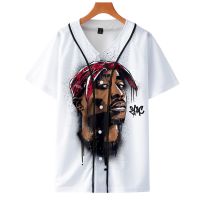 [หรูหรา] ผู้ชายผู้หญิง3D พิมพ์ Tupac 2pac เสื้อยืดแขนสั้น O-Neck เบสบอลเสื้อ Hip Hop Swag Harajuku Streetwear ออกแบบเบสบอล Jersey