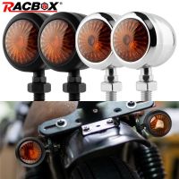 ►▫ 2/4PCS Metal Retro Motorcycle Turn Signal 12V Indicator Light Black Chrome Bullet Running Lights Amber Blinkers Universal