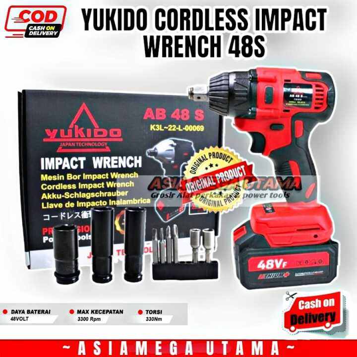 Bor Impact Wrench YUKIDO Cordless Brushless Bor Baterai 48S - Mesin Bor ...