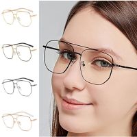 fyjhAnti-Blue Light Glasses Double Beam Optical Eyeglasses Polygon Spectacles Alloy Frame Eyewear Goggles