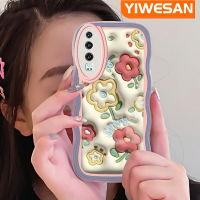 YIWESAN เคสสำหรับ Huawei P30 P30 Pro P30 Lite เคส3D ลายการ์ตูนน่ารักฤดูใบไม้ผลิดอกไม้แฟชั่นลายคลื่นเคสนิ่มโปร่งใสป้องกันเลนส์กล้องซิลิโคนหลากสีกันกระแทก