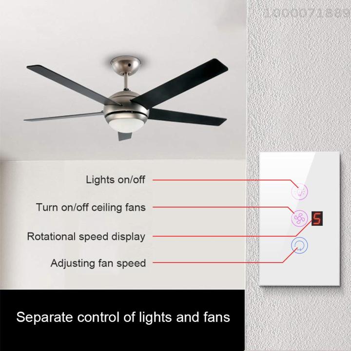 tuya-สวิตช์ไฟพัดลมจอสัมผัสอัจฉริยะไร้สาย-สวิตช์ไฟพัดลมพกพาปรับความเร็วความเร็วสวิตช์ไฟพัดลมควบคุมด้วยเสียงสำหรับโทรศัพท์มือถือใช้ได้กับ-alexa-และ-google-home