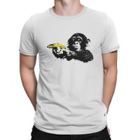 Banana Monkey T-Shirt For Men Banksy Vintage Cotton Tee Shirt Crewneck Short Sleeve T Shirts Birthday Gift Tops