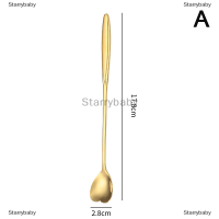 Star ช้อนกาแฟช้อนสแตนเลสดอกซากุระดอกกุหลาบสร้างสรรค์ด้ามยาวช้อนดอกไม้ชุบทองอุปกรณ์ครัว