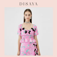 [DISAYA] - Print Ribbon Top เสื้อเบลาส์ปริ้นท์Ribbon