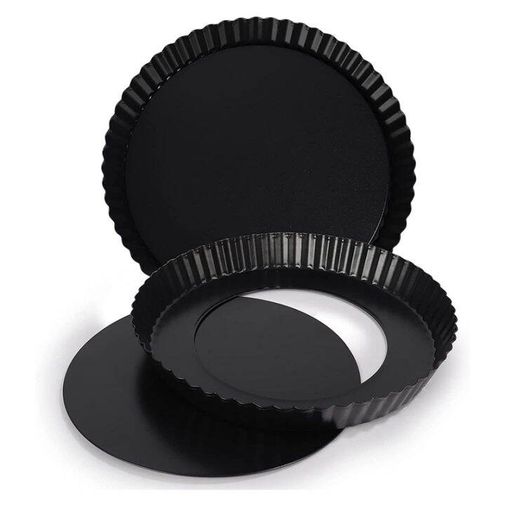 Tart Pans Set of ,9 Inch Quiche Pan NonStick Carbon Steel Tart Pans