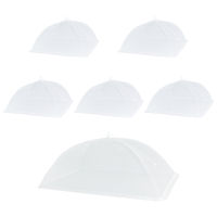 6pcs Dish Storage Outdoor Screen Net Reusable Tent Umbrella Mesh Parties BBQs Food Covers White Collapsible Keep Out Flies