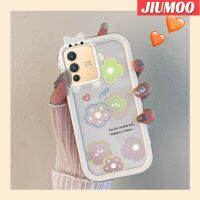 เคส JIUMOO สำหรับ VIVO V23 5G S12 5G V23i 5G เคสรูปโบว์รูปการ์ตูนดอกไม้น่ารัก Little Monster Bknot ปลอกนิ่มทนต่อการขัดถูเคสโทรศัพท์โปร่งใสเลนส์กล้องถ่ายรูป TPU ซิลิกาเจลฝาครอบป้องกัน