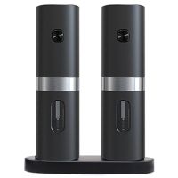 Electric Salt and Pepper Grinder Set Accessories Rechargeable Salt Pepper Mill with Charging Base LED Light Adjustable Coarseness