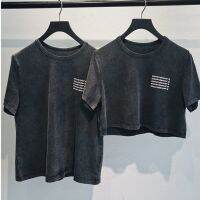 sanding old short t-shirt alexanderwangˉ womens summer new mens and womens short-sleeved tops