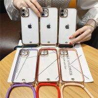 สายสายคาดที่คล้องสร้อยคอชุบพาดลำตัวเคสโทรศัพท์นิ่มสำหรับ IPhone 14 13 Pro Max 12 11 X XS XR 8 7 Plus SE 2022ฝาครอบกันกระแทก