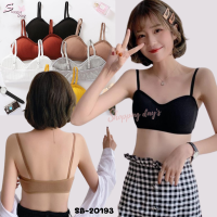 ?พร้อมส่งจ้า? SB-20193 Crop bra บราสายเดี่ยว ผ้าร่อง แบบน่ารัก