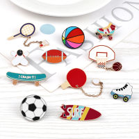 【cw】All Love Sports!Healthy Lifestyle Enamel Pins Rugby Basketball Soccer Bowling Brooches Roller Skates Badge Shirt Hat Bag Jewelry