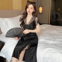 new ice silk ghtdress 23 womens sexy jamas high-end lace sg pure dre h d --SY2381▣❈✱