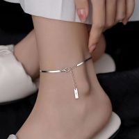 Foxanry Minimalist Silver Color Snake Chain Anklet for Women Couples Summer New Fashion Geometric Handmade Holiday Beach Jewelry