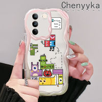 เคส Chenyyka สำหรับ Vivo V27 Pro 5G V27E 5G S16 Pro 5G S16E 5G เคสการ์ตูนน่ารัก Spoof มอนสเตทริส์วัสดุอัปเกรดโปร่งใสลายกล้องถ่ายรูปเนื้อครีมขอบคลื่นนุ่มเคสมือถือกันกระแทกแบบใสฝาครอบป้องกัน