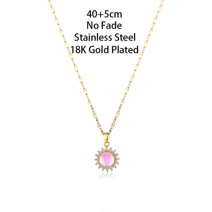 sweet-magic-colorful-sunflower-pendant-korean-fashion-choker-necklaces-for-women-cute-elegant-no-fade-stainless-steel-neck-chain