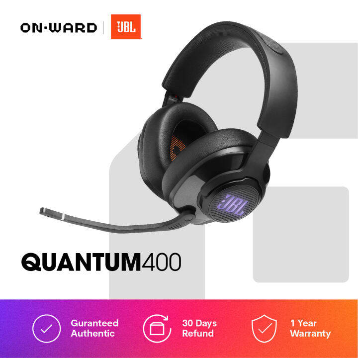 JBL Quantum 400 USB Overear Gaming Headset with gamechat balance dial