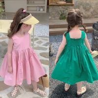 CUTE BABY?พร้อมส่ง?ชุดเดรสเด็กผู้หญิง ชุดเดรสเเขนกุด สำหรับเด็กผู้หญิง(446)