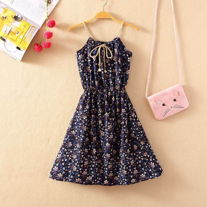 korea-summer-new-print-sleeveless-dress-short-sweet-a-line-strap-loral-dresses