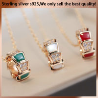 2021 fashion trend 925 sterling silver snake-shaped ring mother-of-pearl necklace female inlaid diamonds wild luxury jewelry