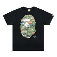 BAPE ผ้าฝ้ายพิมพ์ลายตู้รถไฟลายพรางสำหรับฤดูร้อน,สำหรับทั้งหญิงและชายทรงหลวมโลโก้ชายแขนสั้น