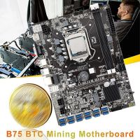 B75 12USB BTC Miner Motherboard Kit+CPU+2X4G DDR3 RAM+128G SSD+CPU Fan+Thermal Pad+Switch Cable 12GPU LGA1155 DDR3 MSATA