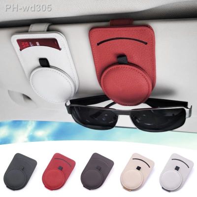 Universal Car Leather Glasses Clip Sun Visor Sunglasses Holder Interior Organizer Eyeglass Card Ticket Storage Clip Accessories
