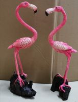 1 คู่ รูปปั้นนกแฟลมมิงโก้ชมพู  นกแฟลมมิงโก้สีชมพู  แต่งสวน แต่งสนามหญ้า Flamingo - ความสูงรวม  39 CM