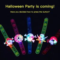 12pcs/set Halloween Silicone Bracelet Wristband Decoration Glow Watch Band Led Luminous Toys Kids Wrist Strap Party Supplies