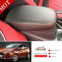 [Automobile accessories] ที่เท้าแขนหนังแท้ที่หุ้มแผงคอนโซลกล่องเบาะรองซับในเบาะคลุมคอนโซลกลางรถยนต์สำหรับ Ford Focus Kuga Eage ESCORT