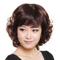 [COD] Middle-aged and elderly wig female simulation sending middle-aged short curly hair realistic long whole top full head