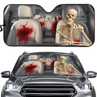 3D Skeleton Printed Car Windshield Sun Shade Skull Sun Visor for Car Front Window Protector Foldable Auto Accessories