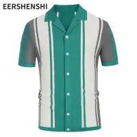 EERSHENSHI เสื้อโปโลระบายอากาศแขนสั้นสำหรับผู้ชายฤดูร้อนผ้าไอซ์ซิลค์ลายทาง