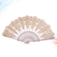 【cw】 Folding Fans Hand Chinese Handheld Held Wedding Printed Fabric Asian 【hot】