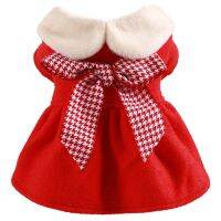 Red Dog Dresses for Chihuahua Pet ClothesDog Cat Clothing Red New Year Pearl Collar Trimmed Skirts Dog Jurken Puppy Clothes Dresses