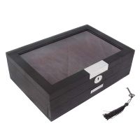 Wood Pen Display Box Deluxe Pen Case with Key Tansparent Window Fountain Storage Showcase Organizer-Collection